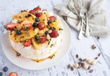 Cooking … Macadamia nut pavlova with mango and passionfruit