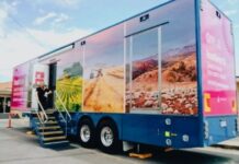 Breast screening bus in town
