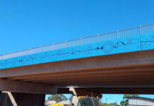 Ribbon artwork on bridge
