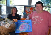 Enjoying art, morning tea